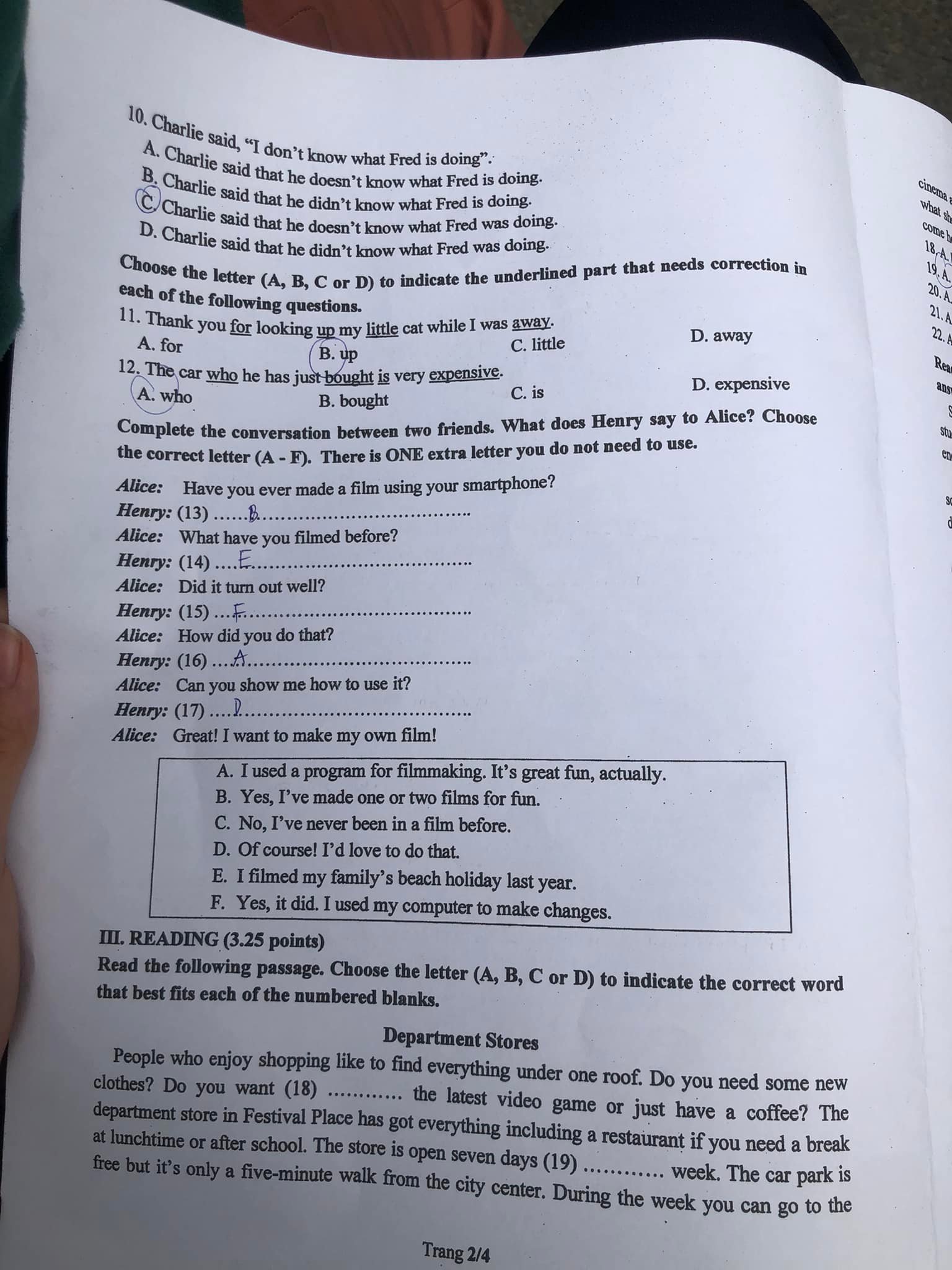 Đề thi tuyển sinh vào lớp 10 môn tiếng Anh Đồng Nai