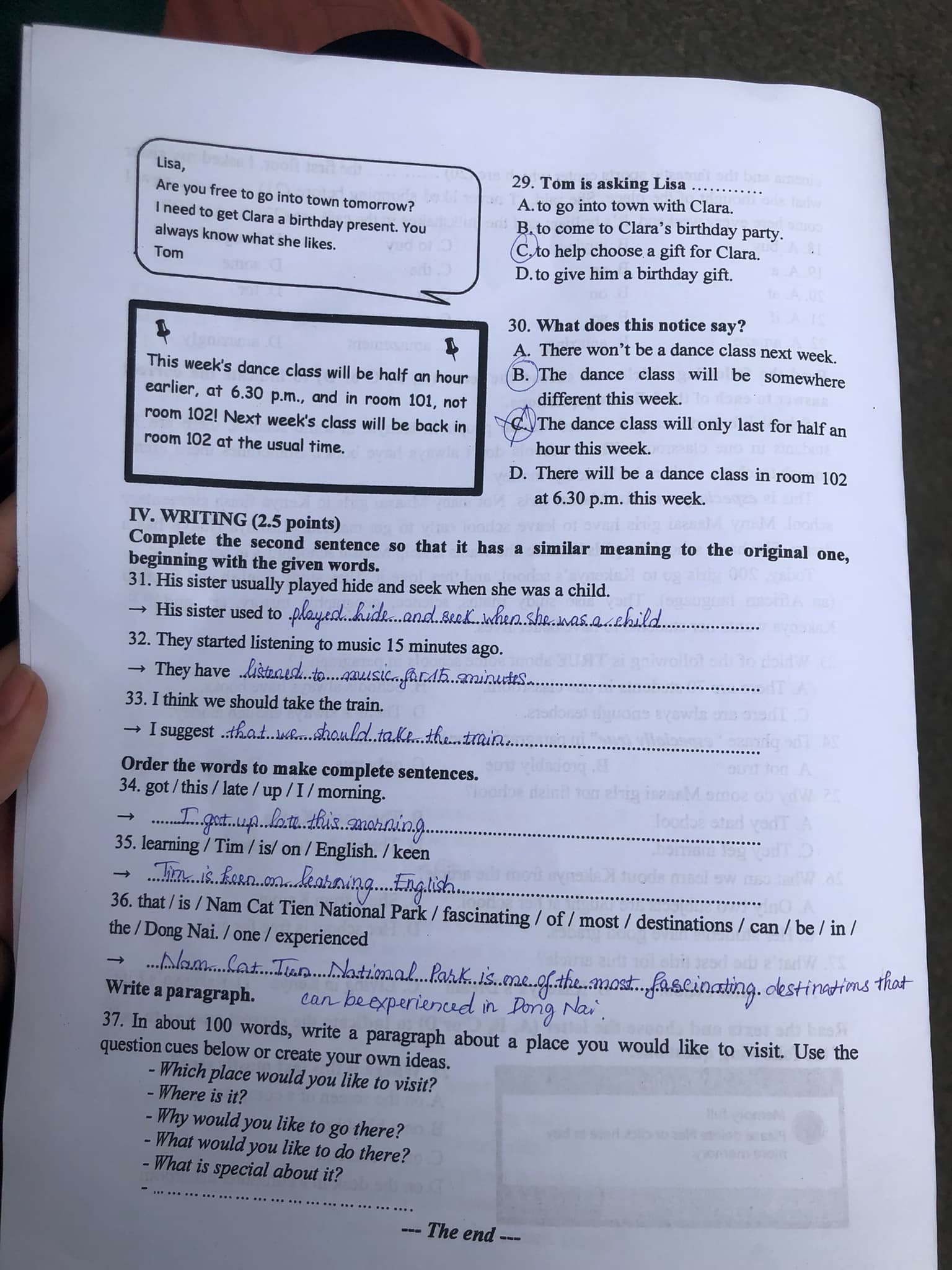 Đề thi tuyển sinh vào lớp 10 môn tiếng Anh Đồng Nai