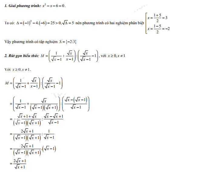 Đáp án đề thi vào lớp 10 môn Toán tỉnh Bắc Ninh 2022 câu 1