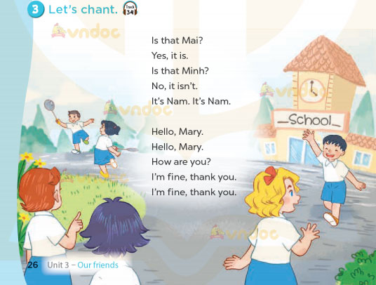 Tiếng Anh lớp 3 Unit 3 Lesson 3 Our friends