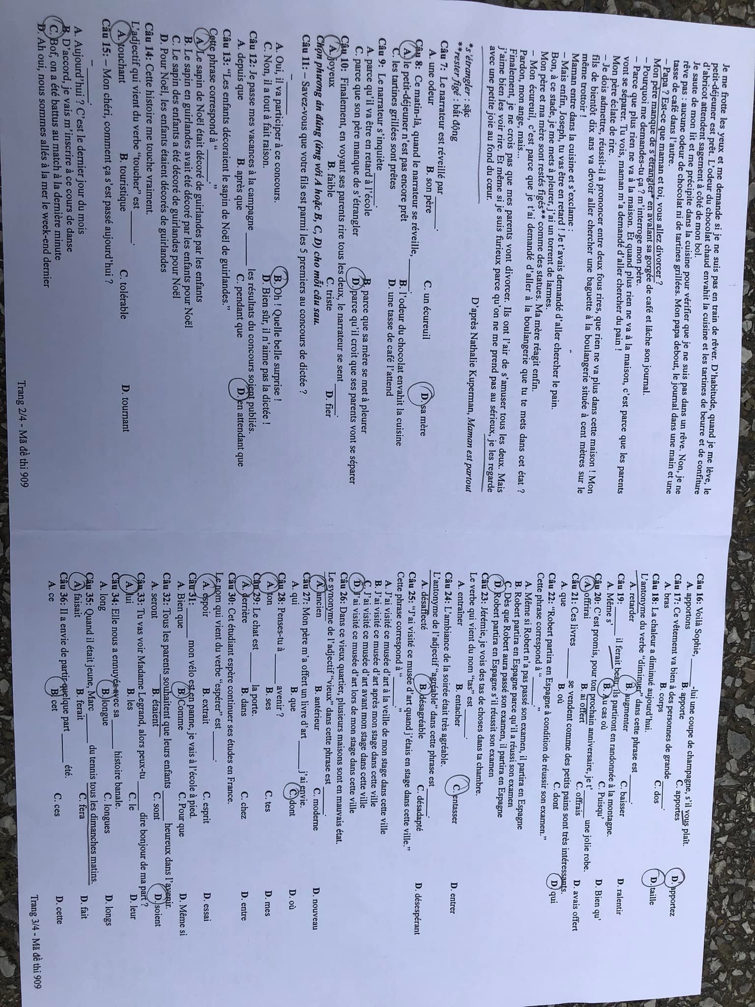 Đáp án đề thi Tiếng Pháp THPT Quốc Gia năm 2022