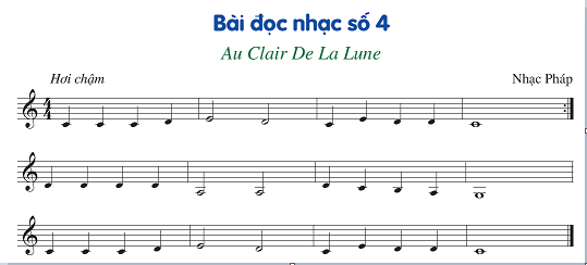 Đọc nhạc: Bài đọc nhạc số 4 SGK Âm nhạc 6 CD