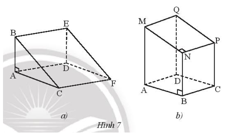 Quan sát hình lăng trụ đứng trong Hình 7