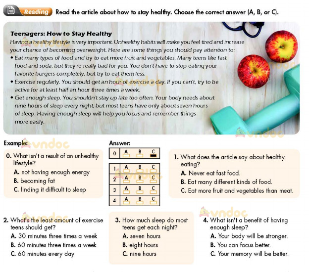 Tiếng Anh lớp 7 Unit 2 Review