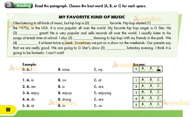 Tiếng Anh lớp 7 Unit 3 Review
