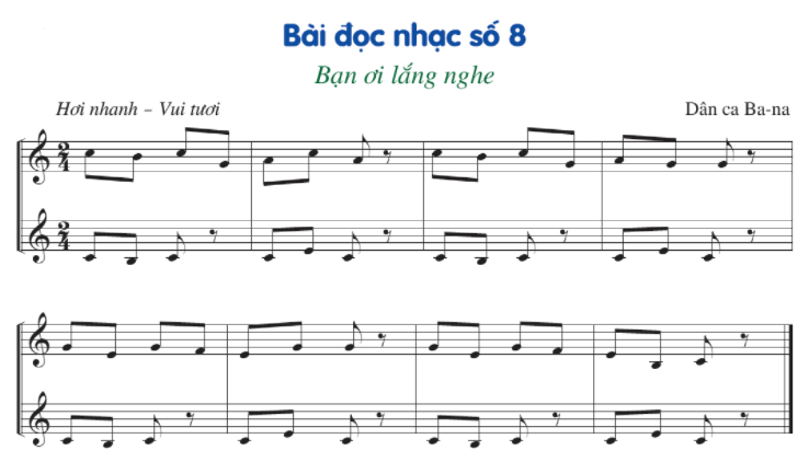 Đọc nhạc: Bài đọc nhạc số 8 SGK Âm nhạc 6 CD