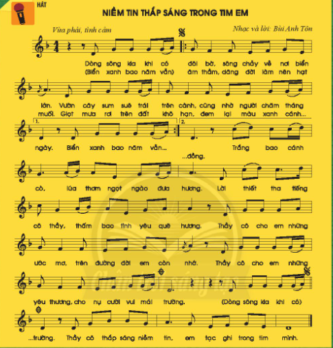 Hát: Niềm tin thắp sáng trong tim em SGK Âm nhạc 6 CTST