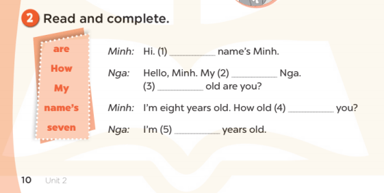 Sách bài tập Tiếng Anh 3 Unti 2 Our names