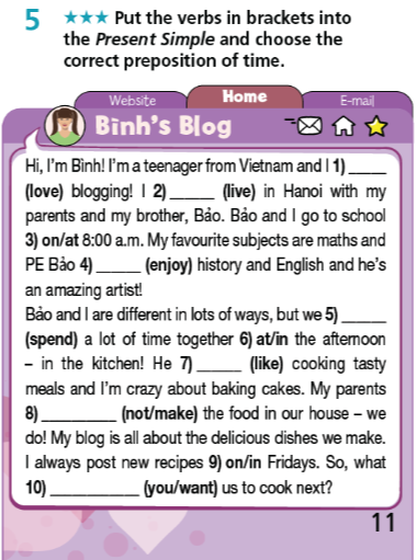 Giải sách bài tập Tiếng Anh 7 Right On Unit 1 Grammar 1b