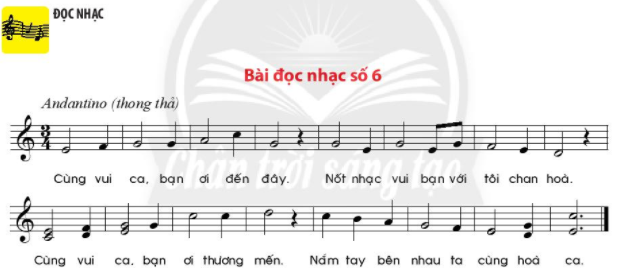 Đọc nhạc: Bài đọc nhạc số 6 SGK Âm nhạc 6 - Chân trời sáng tạo