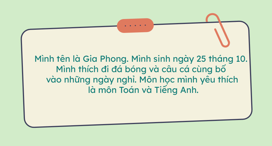 Giới thiệu bản thân vào một tấm thẻ
