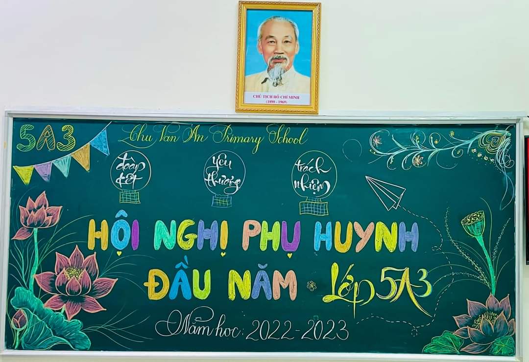 Mẫu trang trí bảng lớp họp phụ huynh