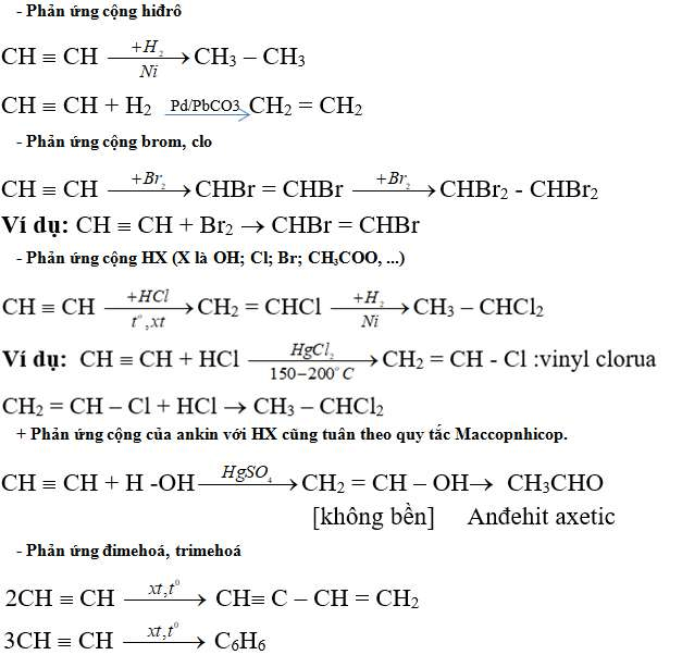 tính chất hóa học ankin