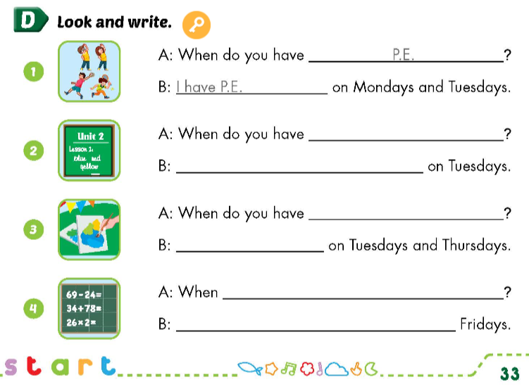 Sách bài tập Tiếng Anh 3 Smart Start Unit 3 Lesson 3
