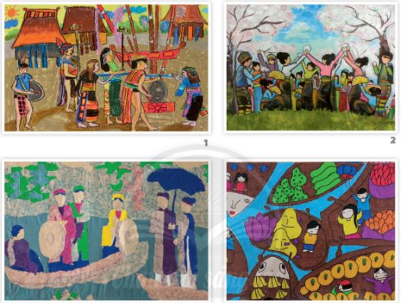 Tạo bức tranh đề tài lễ hội quê hương - trang 45 SGK Mĩ thuật lớp 6 Chân trời sáng tạo