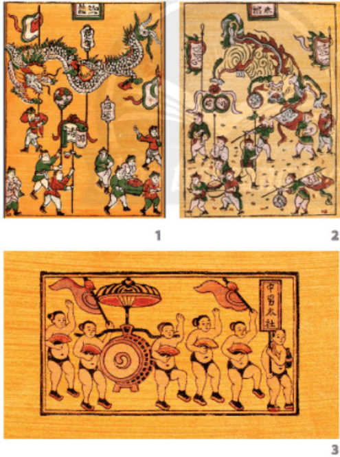 Tìm hiểu đề tài "lễ hội" trong tranh dân gian Đông Hồ - trang 46 SGK Mĩ thuật lớp 6 Chân trời sáng tạo