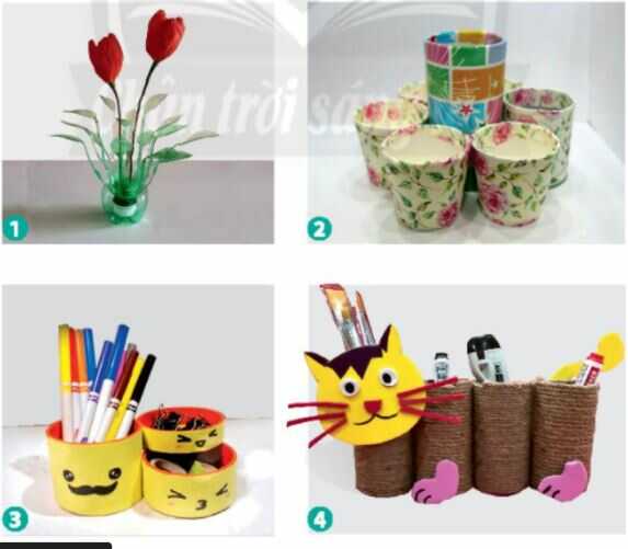 Khám phá sản phẩm từ các vật liệu đã qua sử dụng - trang 59 SGK Mĩ thuật lớp 6 CTST