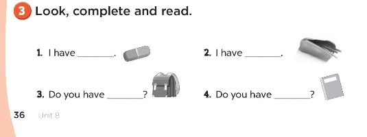 Sách bài tập Tiếng Anh 3 Unit 8 My school things