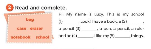 Sách bài tập Tiếng Anh 3 Unit 8 My school things