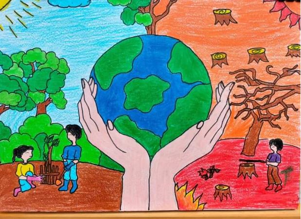 Viết đoạn văn tả bức tranh về Trái Đất