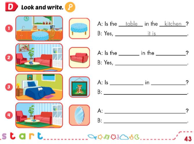 Sách bài tập Tiếng Anh lớp 3 Smart Start Unit 4 Lesson 3