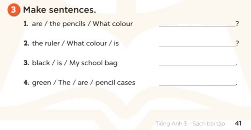 Sách bài tập Tiếng Anh 3 Unit 9 Colours