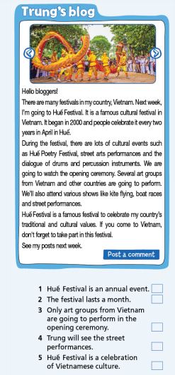 Tiếng Anh 7 Right On Unit 3 Progress Check