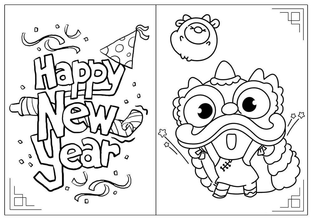 Tranh tô màu chủ đề Tết và mùa xuân cho bé