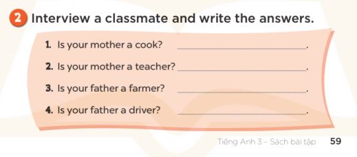 Sách bài tập Tiếng Anh 3 Unit 12 Jobs