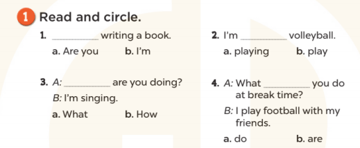 Sách bài tập Tiếng Anh 3 Unit 18 Playing and doing
