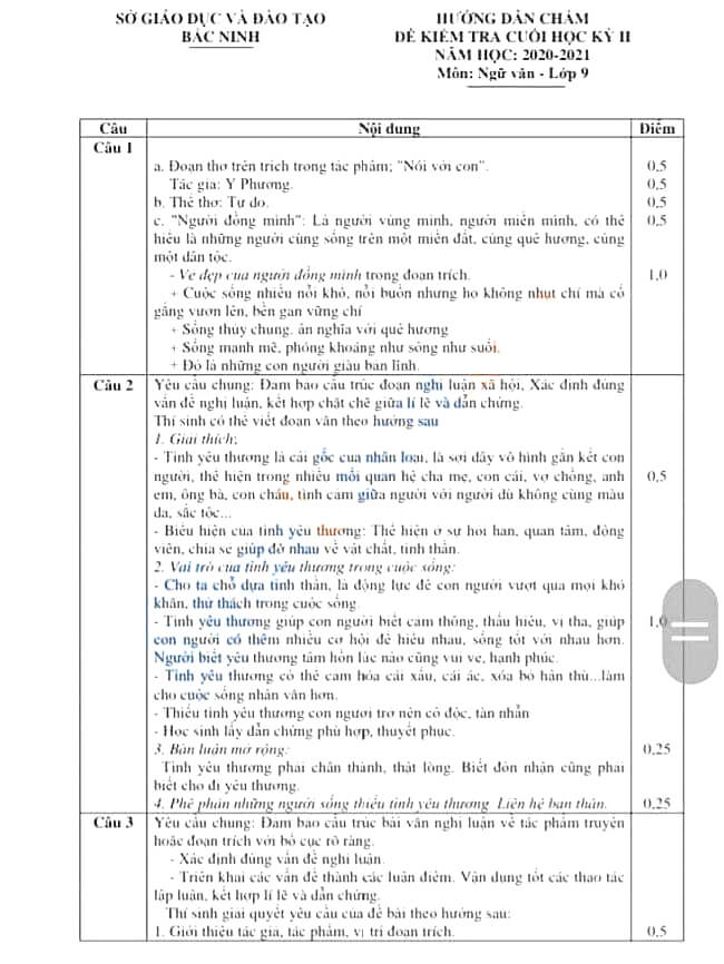 Đề thi học kì 2 Văn 9