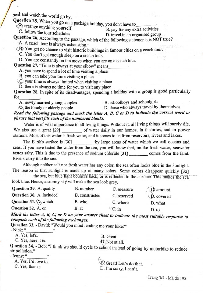 Đề thi cuối kì 2 tiếng Anh 9