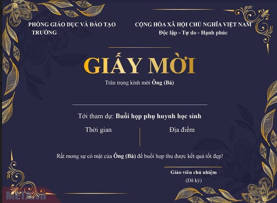 Thư mời họp phụ huynh