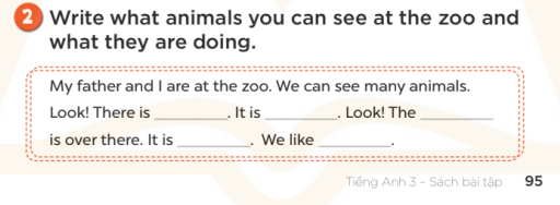 Sách bài tập Tiếng Anh 3 Unit 20 At the zoo