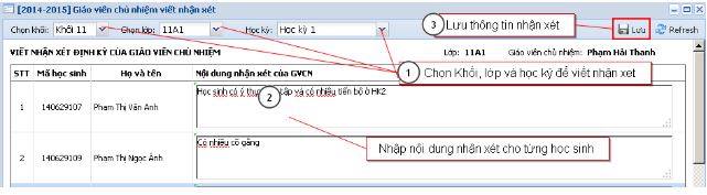 Cách nhập nhận xét trên VnEdu