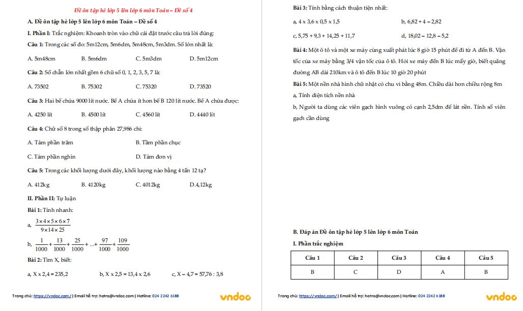 Ôn tập hè lớp 5 lên lớp 6