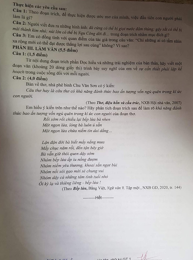 Đề thi vào 10 chuyên Lê Hồng Phong, Nam Định 2023