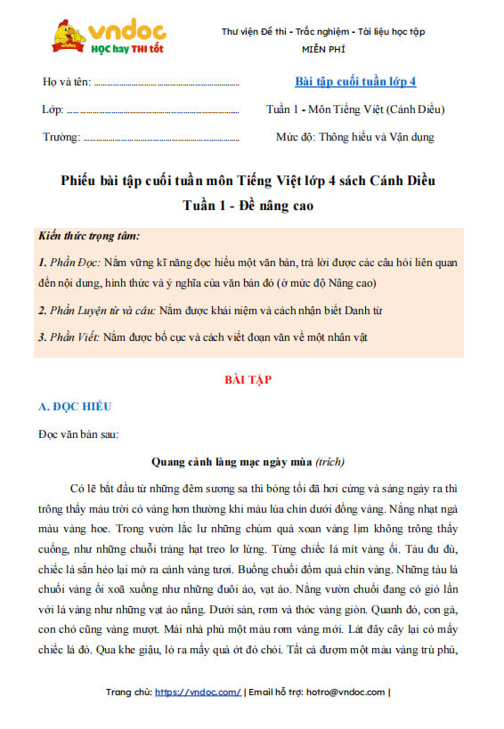 phieu bai tap cuoi tuan lop 4 nang cao mon tieng viet canh dieu tuan 1 1*458484