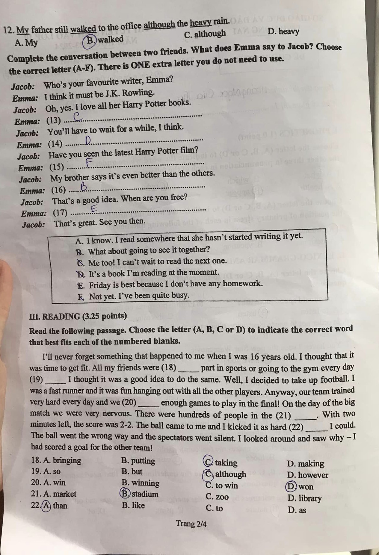 đề thi tuyển sinh lớp 10 môn Anh Đồng Nai năm 2023