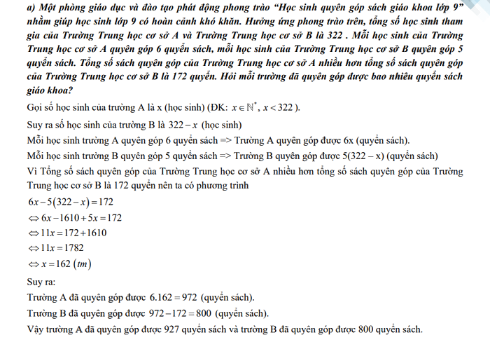 Đáp án đề thi tuyển sinh lớp 10 môn Toán Cần Thơ 2023