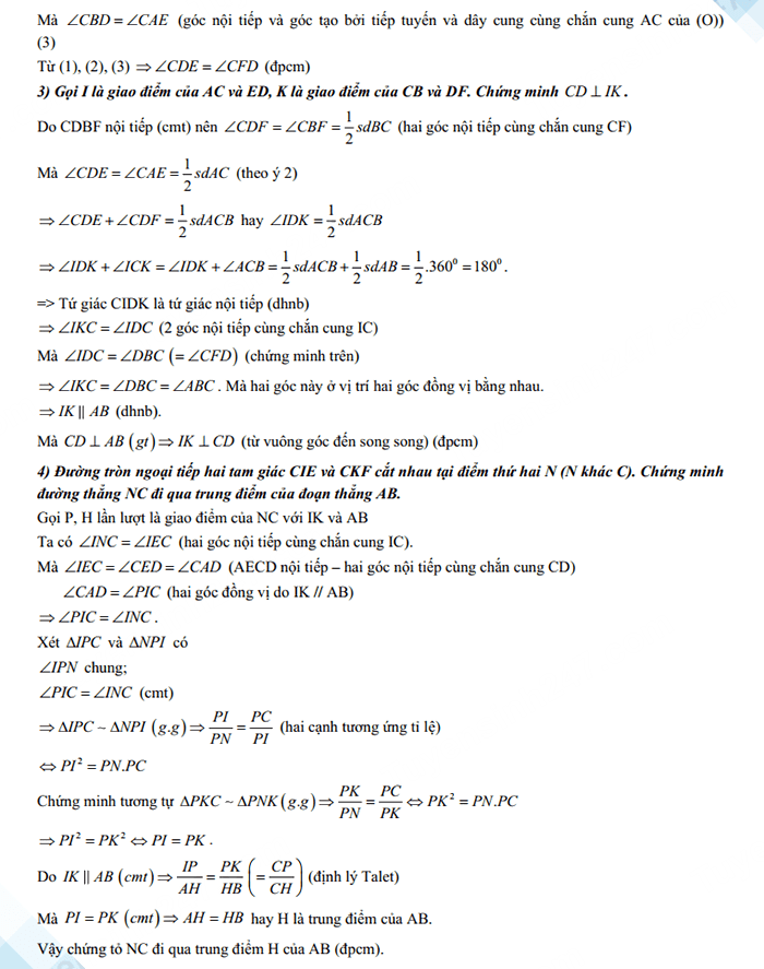 Đáp án đề thi vào 10 môn Toán chuyên Biên Hòa Hà Nam 2023