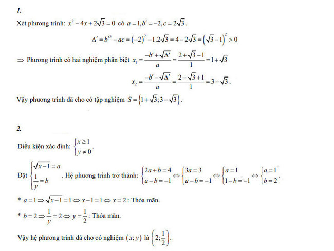Đáp án đề thi vào 10 môn Toán tỉnh Hà Nam 2023 câu 2