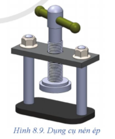Quan sát Hình 8.9 và cho biết: Khi muốn cho trục ren chuyển động thẳng lên hoặc xuống thì phải làm gì? Trục ren có những chuyển động nào?
