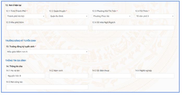 Các bước thực hiện tuyển sinh đầu cấp trực tuyến