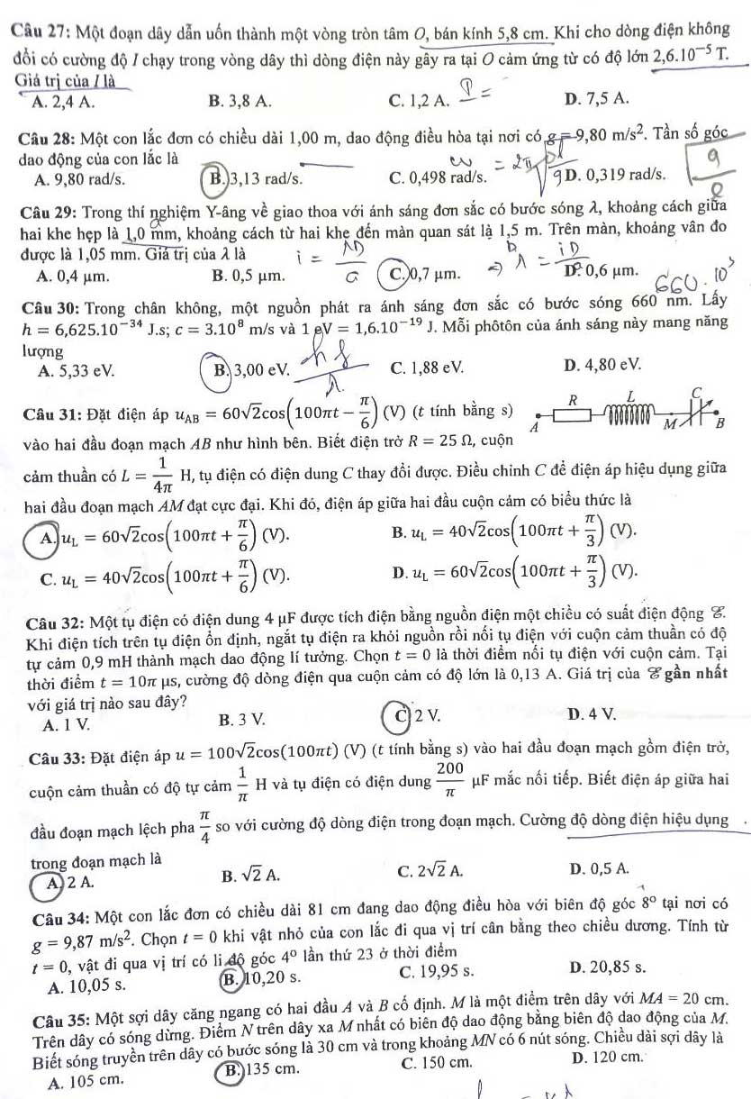 Đề thi Lý THPT Quốc gia 2023