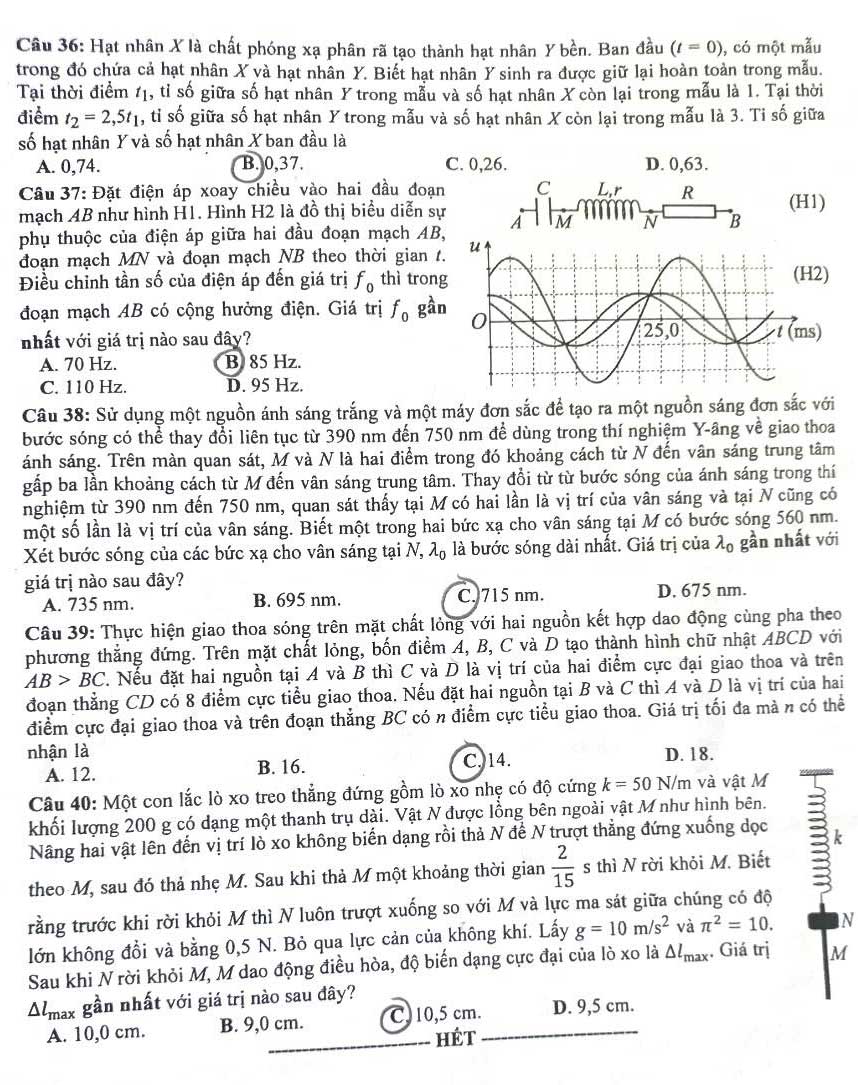 Đề thi Lý THPT Quốc gia 2023
