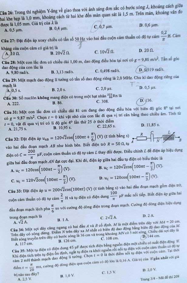 Đề thi Lý THPT Quốc gia 2023