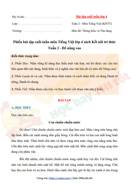 phieu bai tap cuoi tuan lop 4 mon tieng viet nang cao ket noi tri thuc tuan 2 h1*469187
