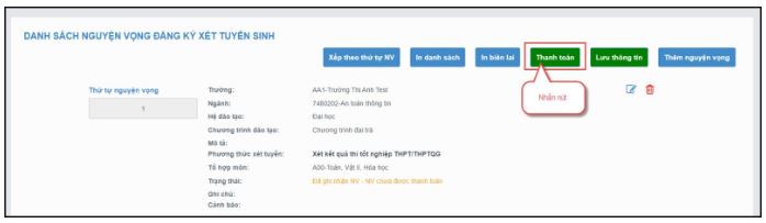 Hướng dẫn thí sinh đăng ký nguyện vọng trực tuyến