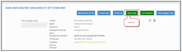 Hướng dẫn thí sinh đăng ký nguyện vọng trực tuyến